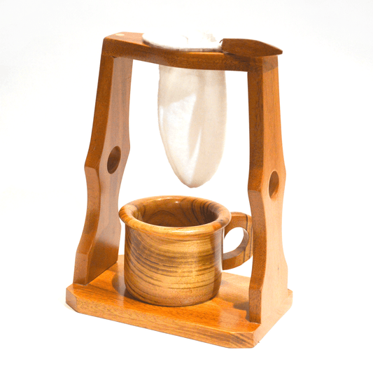 Wooden coffee brewer with mug and bag - Tigerwood