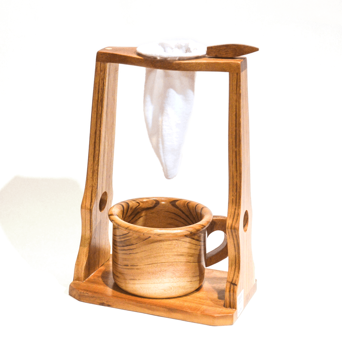 Wooden coffee brewer with mug and bag - Tigerwood